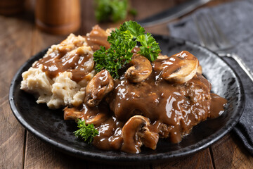 Salisbury steak with mushroom gravy