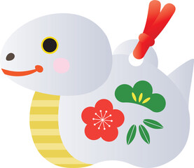 笑う可愛いヘビの土鈴のイラスト