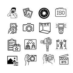Icon illustration Photographer , camera, ISO, Portrait, illustration vector.