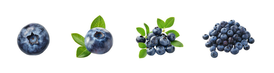 Fresh blueberries in a vibrant arrangement, symbolizing health and deliciousness isolated on transparent background cutout png