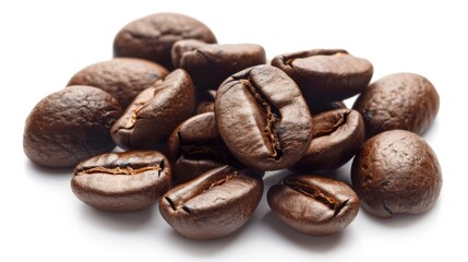 Obraz premium coffee beans Isolated on white background. concept of object nature for designer.