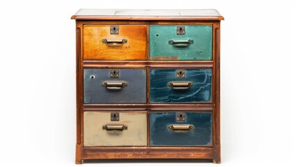 Fototapeta premium colorful filing cabinets isolated on white background, office object concept for designer 