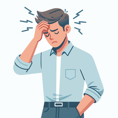 cartoon of a man with a headache