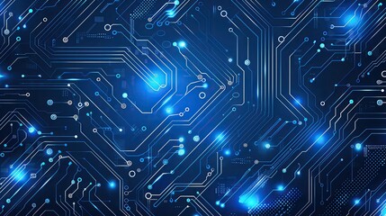 Obraz premium Electric blue circuit board pattern, clean and detailed, generous blank area for text overlay