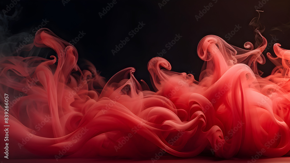 Wall mural abstract smoke trails swirling on a smoky red background