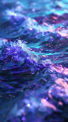 AI generated holographic water with luminescent waves, advanced and calming digital environment