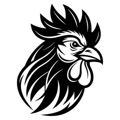 Rooster head logo vector Silhouette illustration