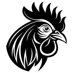 Rooster head logo vector Silhouette illustration
