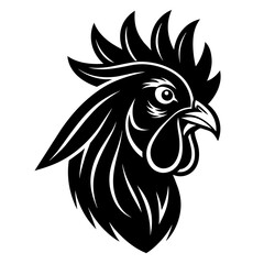 Obraz premium Rooster head logo vector Silhouette illustration