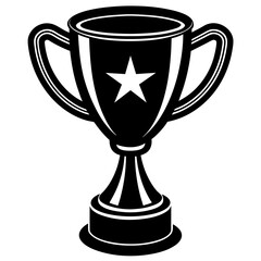 trophy cup gold vector silhouette illustration.