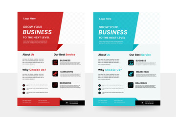 Obraz premium Business Flyer Design, modern template, in blue color, Corporate Business Flyer, Creative Flyer, Flyer template layout design. business flyer, Corporate business flyer template design set with blue.
