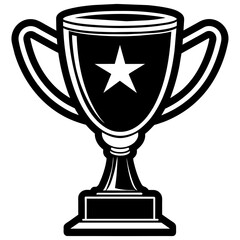 trophy cup gold vector silhouette illustration.
