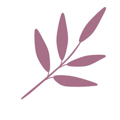 Obraz premium Doodle branch leaf aesthetic leaves shape decoration vintage hand drawn that can be used for sticker, book, scrapbook, icon, decorative, e.t.c with aesthetic purple pastel color