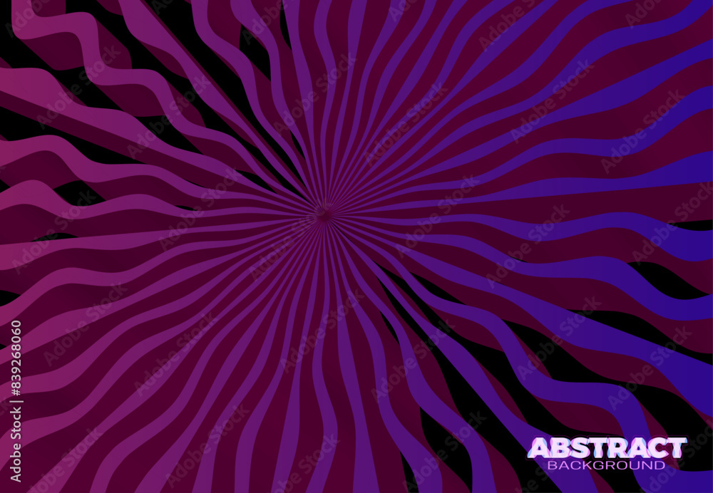 Poster abstract vector background with 3d stripes in the form of pink purple rays. modern backdrop for post