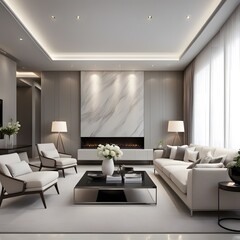 marble wall luxury living room lighting
