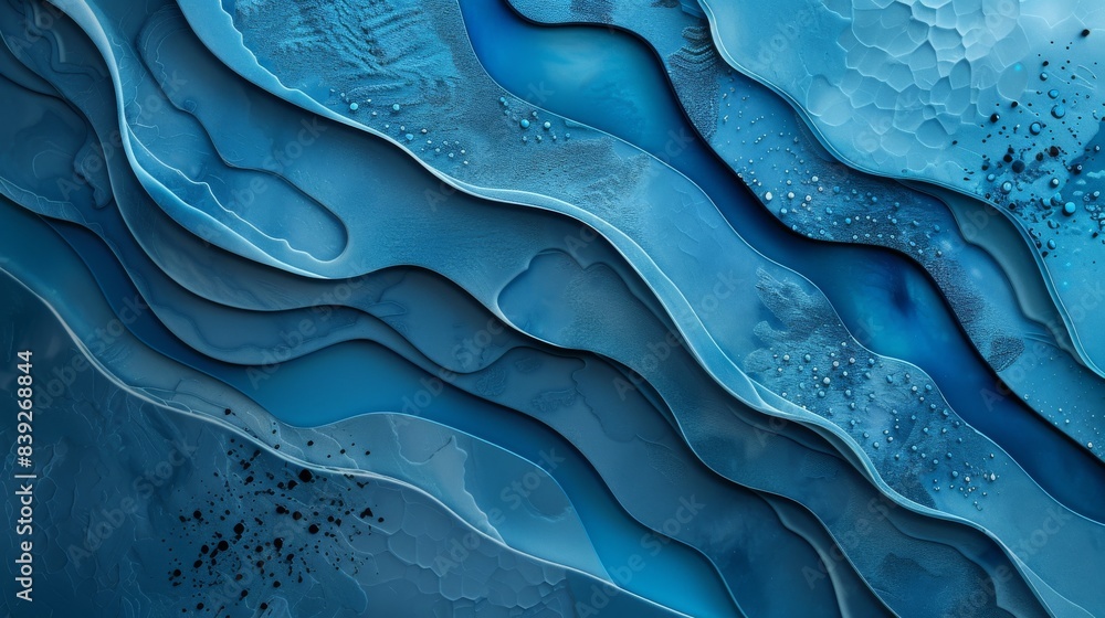 Aufkleber 3d render of abstract wavy background with blue and white layers