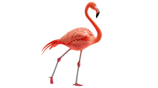 recommend clip art: A single pink flamingo stands on one leg against a white background