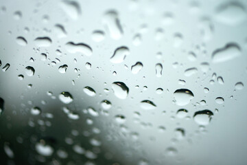 View of the rain drops on the car window
