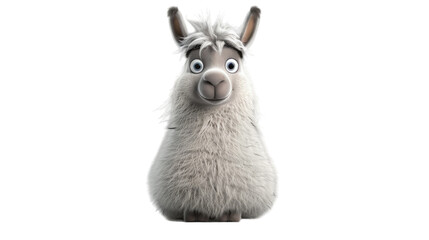 Fototapeta premium A cartoon llama with big eyes looking at the camera