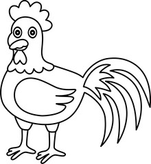 rooster cartoon lineart