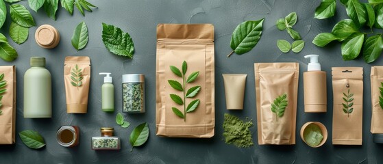 Create a line of ecofriendly promotional items for an ESG consulting firm, using nature motifs and sustainable materials, highlighting green leaves and recyclable packaging