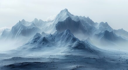 Obraz premium 3D render: Abstract panoramic featuring rocky mountains. Terrain wallpaper