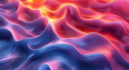Obraz premium 3D render: Wavy background with abstract colorful shapes in motion.