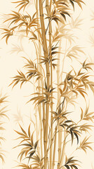 Golden bamboo leaves and branches pattern