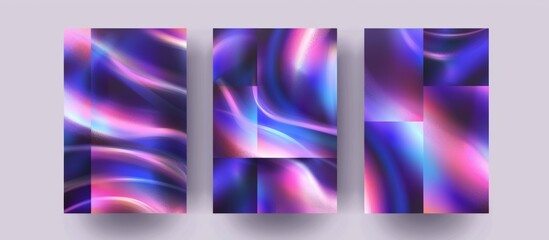 Abstract triptych art with vibrant flowing colors