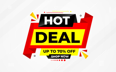 Hot Deal offer banner template. Online shop discount sale background, Special Discount marketing poster design for web and Social. sale banner vector template.