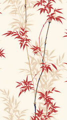 Golden bamboo leaves and branches pattern