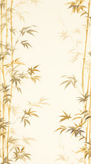 Golden bamboo leaves and branches pattern