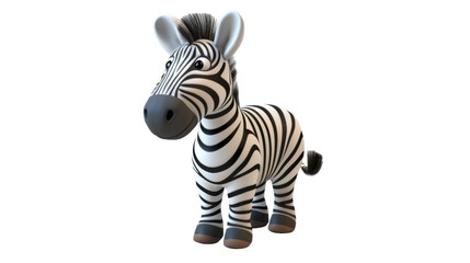 A cartoon zebra is standing on a white background