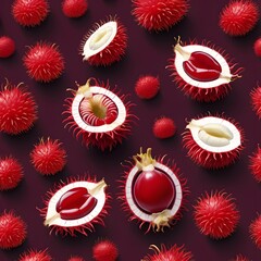 Delicious rambutan in a white background - Generative AI