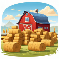 hay bales on a farm