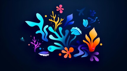coral reefs underwater flat design top view marine life water color Analogous Color Scheme