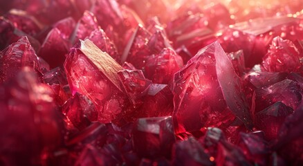 Vibrant abstract red crystal background with diamond-like facets. 3D rendering showcases intricate details. AI
