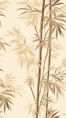 Golden bamboo leaves and branches pattern