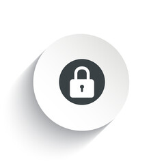 3D padlock icon button vector isolated on white background.