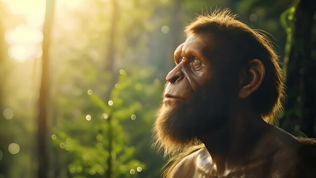 An extinct species of an early human, primitive man, early human existence, tools, culture, and survival in the ancient epochs of our evolutionary past	