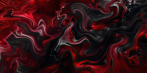 Red and Black Abstract Fluid Art