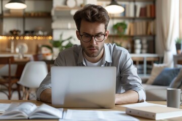 Man at table laptop