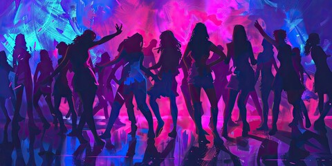 Colorful Silhouettes Dancing Artwork
