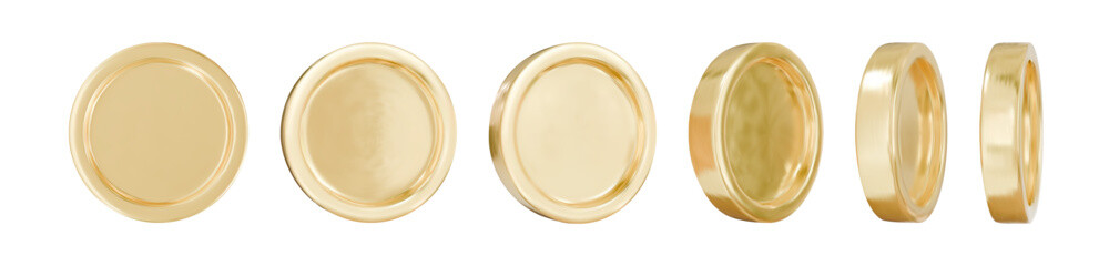 Golden money set. Set of rotating gold coins