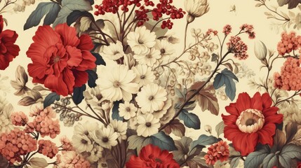 beautiful vintage wallpaper botanical flower bunch, floral print digital background