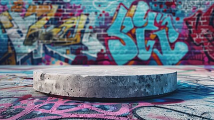  podium on  art wall background