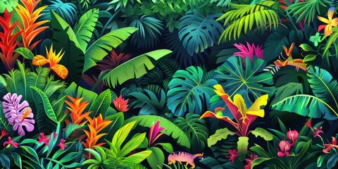 Vibrant Tropical Jungle Illustration