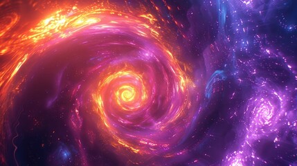 Glowing neon swirls in cosmic ultraviolet hues. Mystical and futuristic background