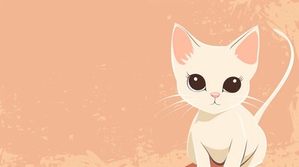 a kitten on a white thick illustration parchment paper background