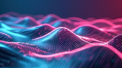 Glowing neon waves rippling in darkness, futuristic and vibrant